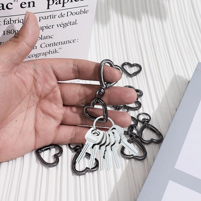 24 Pcs Heart Swivel Spring Clasps，Metal Spring Key Chain Hook Clasps，Clip - Image 5