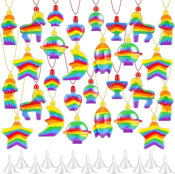 Uiifan 100 Pcs Sand Art Bottle Necklaces Bulk Sand Art Craft Kits by Uiifan