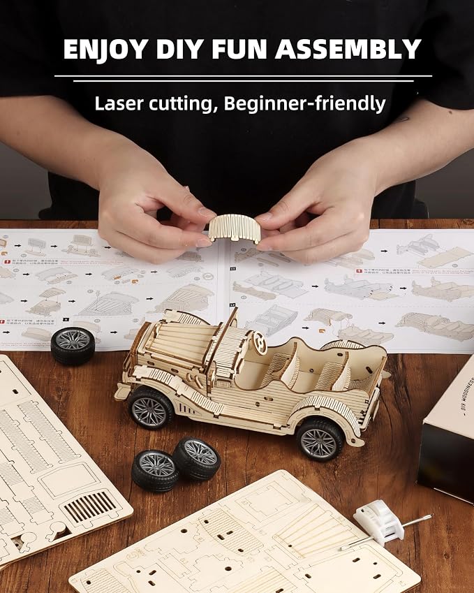 3D Wooden Puzzles Vintage Car Model - Image 5