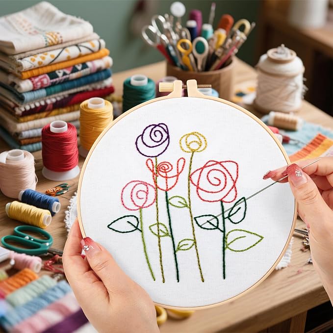 Easy Flower Embroidery Kits for Beginners Adults, Minimalism Embroidery Starter - Image 7