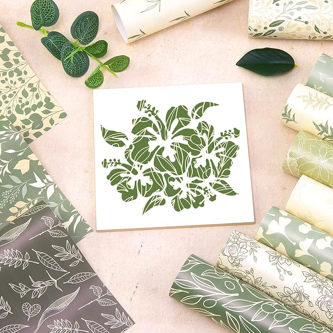 Sage Green Boho Permanent Adhesive Vinyl 12 Sheets 12'' x 10'' | Greenery Water - Image 7