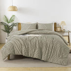 Andency Oatmeal Comforter Set Full Size, Boho Soft Warm Tufted Bedding by Andency