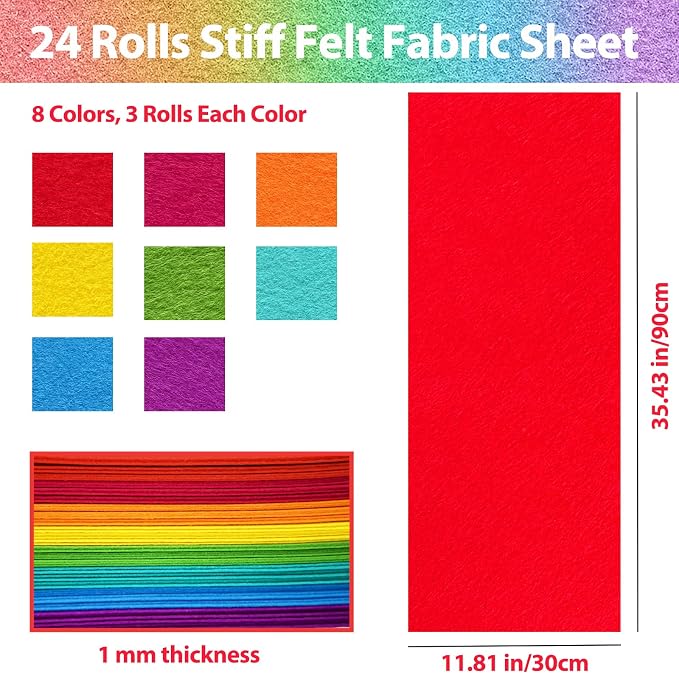 24 Pcs 11.8 x 35.4 Inch Wool Blend Felt Sheets - Image 2