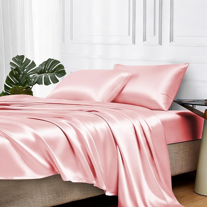 MR&HM Satin Bed Sheets, Full Size Sheets Set by MRHM