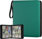 GERMUN 3 Ring 9 Pocket Zipper Card Binder, 720 Double Sided Standard PU Trading by GERMUN