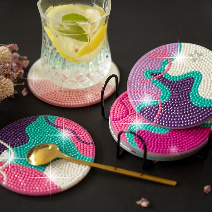 Temlum 6 Pcs Diamond Painting Coasters - Image 7