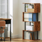 Furologee 5 Tier Bookshelf, S Shaped Geometric Bookcase, Narrow Freestanding - Image 9