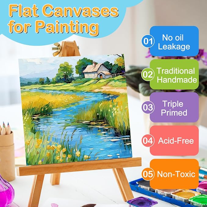 ESRICH Canvas Boards for Painting, 15 Pack Canvases 4x4 100% Cotton Small Paint - Image 3