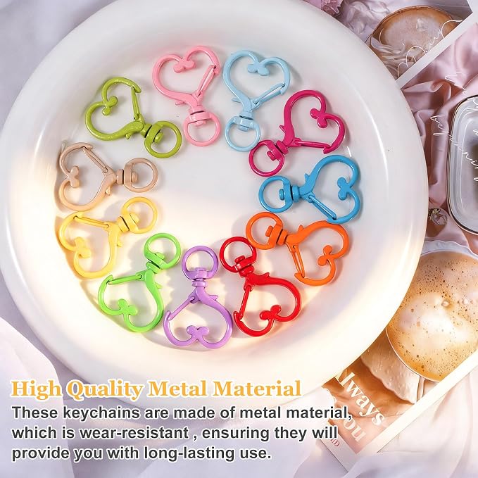 24 PCS Heart Swivel Keychain Clasps, Metal Swivel Lobster Clasp | Heavy Duty - Image 4