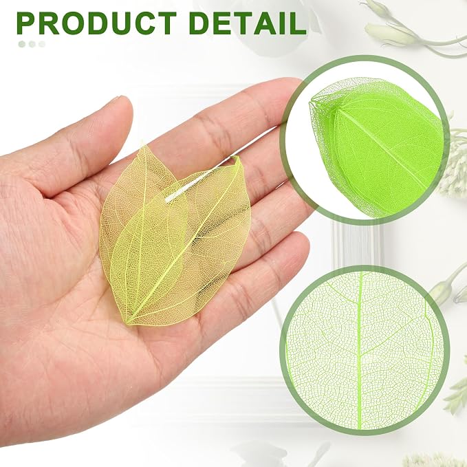 uxcell 100 Pcs Grass Green Skeleton Leaves - Image 3