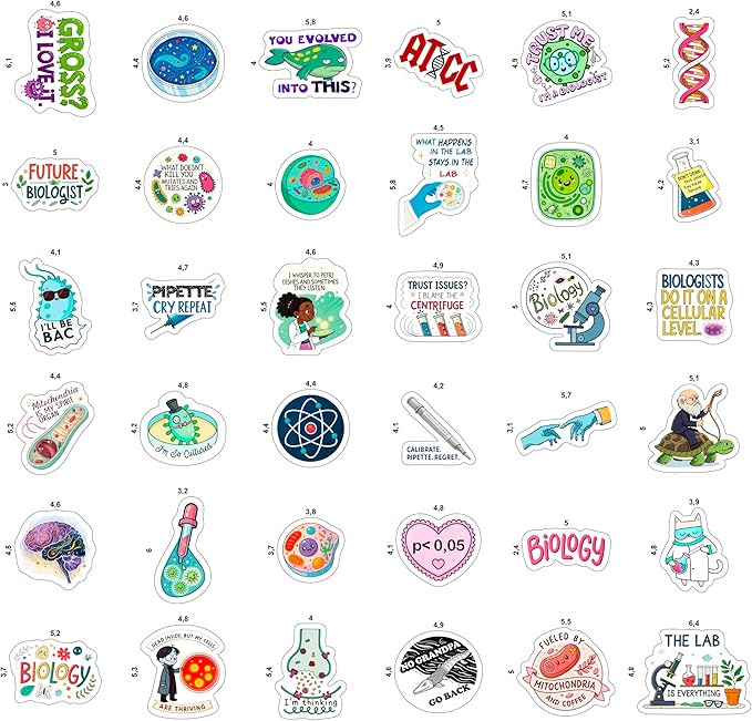 100Pcs Funny Biology Stickers for Students, for Water Bottle, Laptop - Image 3