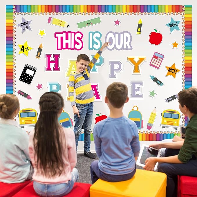 Mooliwe This is Our Happy Place Classroom Decor Welcome Back to School Bulletin - Image 6
