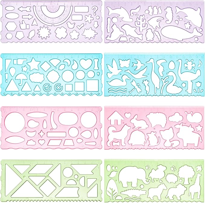 8PCS Drawing Stencils Set for Kids, Animal-Shaped Stencils Template Plastic by Unknown
