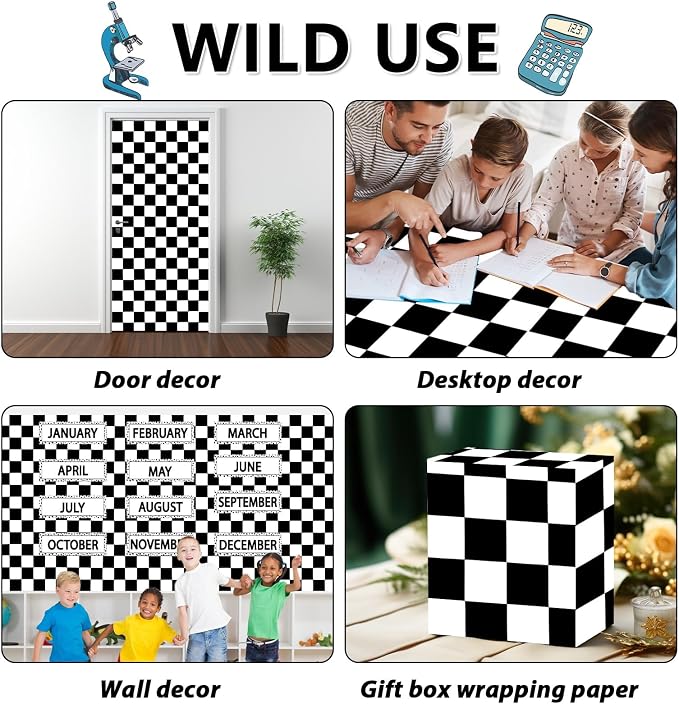 Black White Checkered Bulletin Board Paper Roll Black Plaid Bulletin Board - Image 7