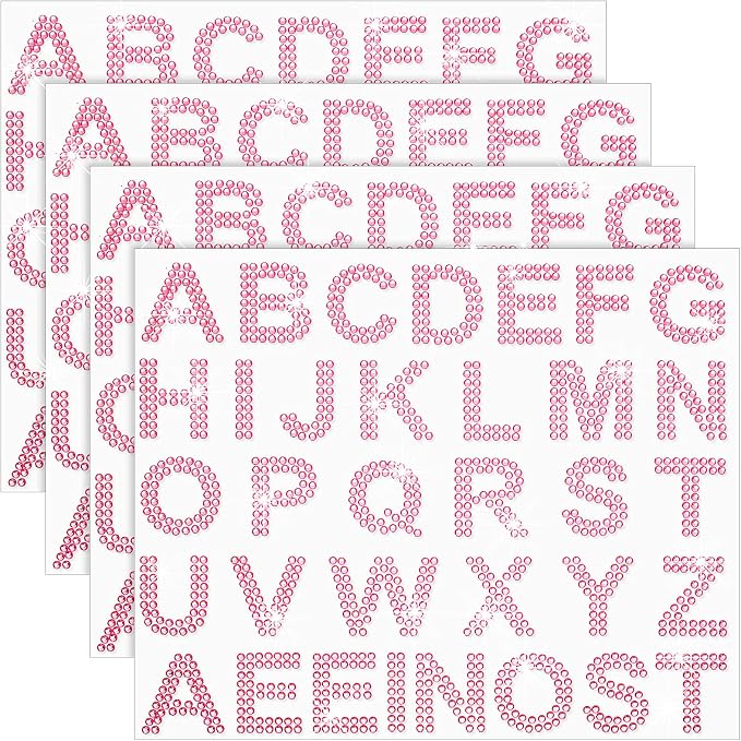 Zonon 136 Pieces Rhinestone Iron-on Letter Large Glitter Bling Alphabet Sticker by Zonon