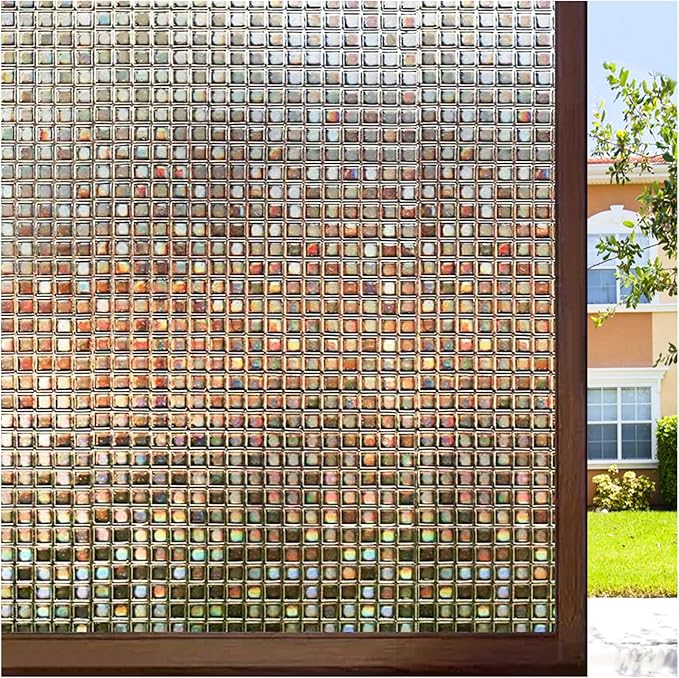 rabbitgoo Window Privacy Film, Mosaic Stained Glass, UV Blocking Reduce Heat by rabbitgoo