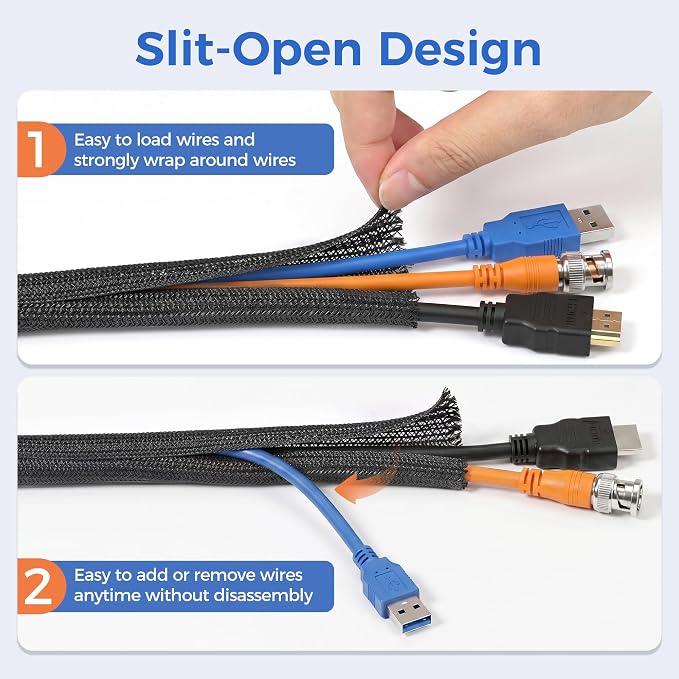 Delamu 10ft - 1/2 inch Cable Sleeve Cord Protector from Pets No Chew, - Image 3