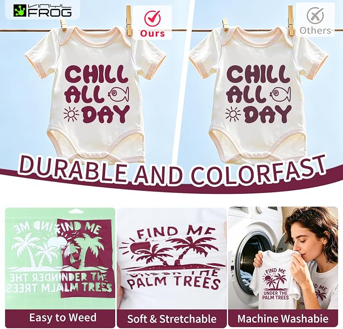 VINYL FROG Burgundy Heat Transfer Vinyl Roll 12" x5ft Matte HTV Vinyl | Maroon - Image 3