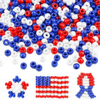 1000+ Pony Beads 9mm Patriotic Acrylic Red White Blue Beads - Image 7