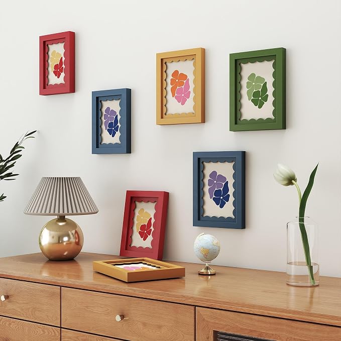 8x10 Picture Frame with Real Glass, Wooden cute 8 x 10 Photo Frame with Wavy Mat - Image 7
