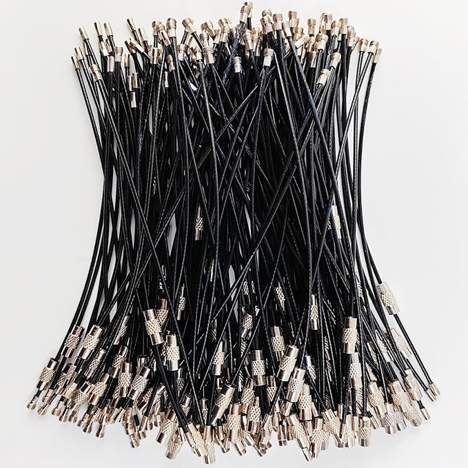 ROYHOO 50PCS Black Stainless Steel Wire Keychains Cable, Key Rings, Heavy Duty - Image 5