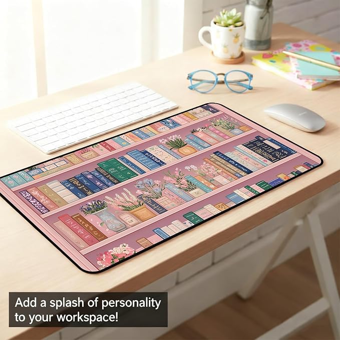 Cute Bookshelf Deskmat, Game Pad, Large Office Desk Keyboard Mat, Anti Slip - Image 7