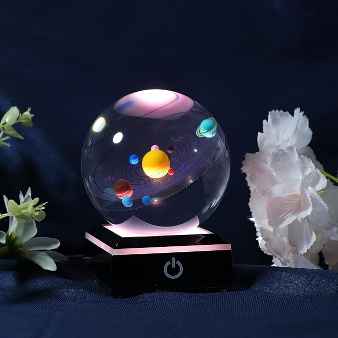 Qianwei 3D Solar System Model Crystal Ball Astronomy Gifts Men Space Decor | - Image 3
