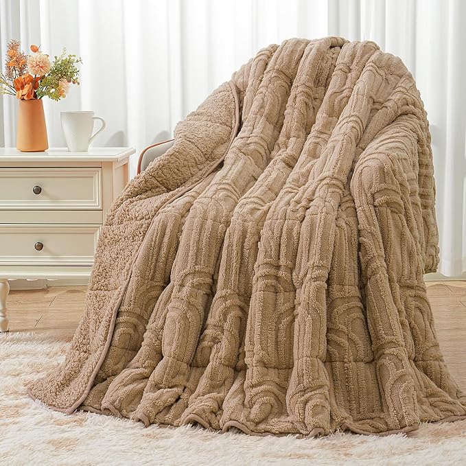 Wemore Jacquard Fleece Weighted Blanket Twin Size 48" x 72" 12lbs, Ultra Soft by WemoreDirect