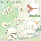 200 pcs Mixed Styles Bird Theme Undyed Wood Cutout Charms Spring Animal Wood - Image 3