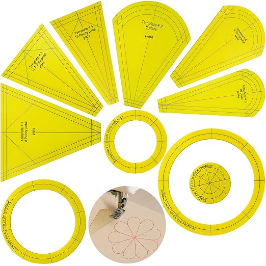 10Pcs Acrylic Quilting Template Ruler Set, Premium Sewing Machine Plate & by Unknown