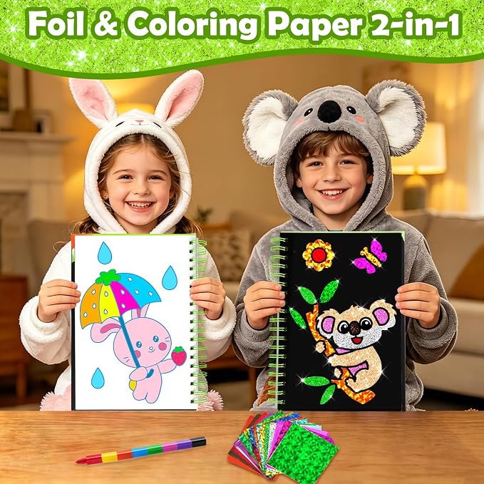 FUNNYB&G Foil Art Craft Kit for Kids 4-10 Years Old: Mess-Free & No-Glue - Image 2