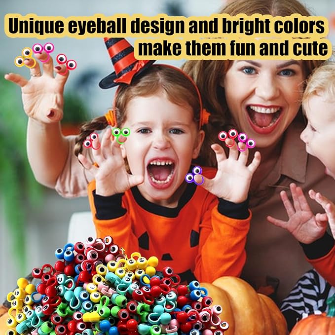 100 PCS Eye Finger Puppets Toys Set, Wiggly Eyeball Finger Puppet Eye On Rings - Image 4