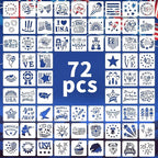 72 PCS 3x3 Inch Independence Day Stencils by Yazhiji