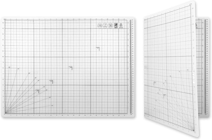 iMAT Flip Cutting Mat Note A2, Double-Sided, Translucent | Inch grid front by iMAT