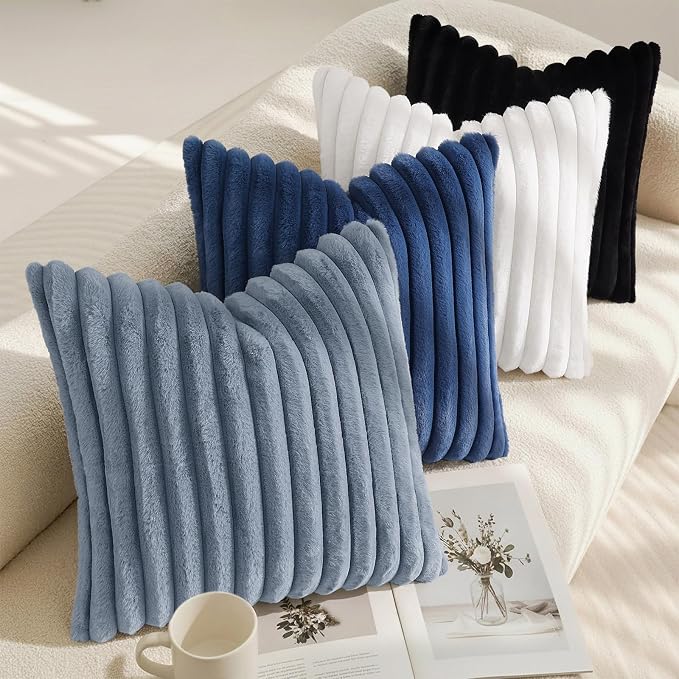decorUhome Cozy Faux Fur Throw Pillow Covers 24x24 Set of 2 Decorative Soft - Image 7