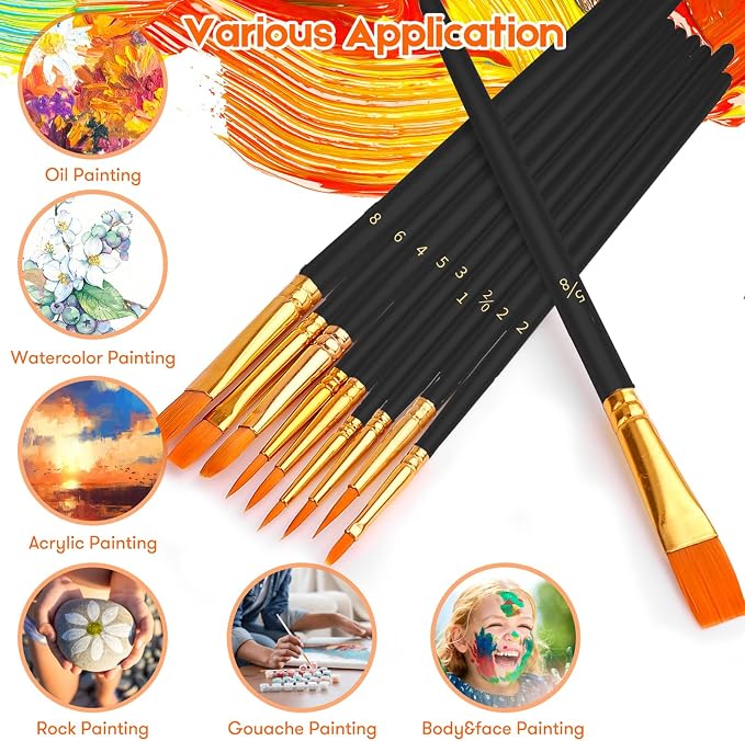 Soucolor Acrylic Paint Brushes Set, Halloween Pumpkin Ceramic Crafts Supplies - Image 3