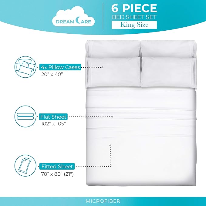 DREAMCARE King Size Sheets Set - Image 4