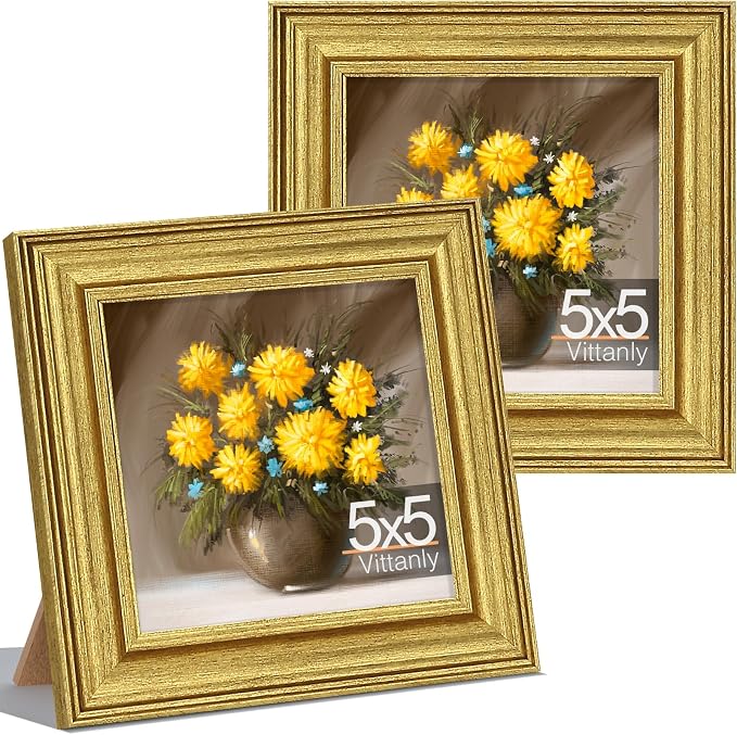 Vittanly 5x5 Picture Frames Set of 2, Ornate Vintage Photo Frame by Vittanly
