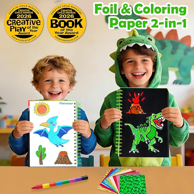 FUNNYB&G Foil Art Craft Kit for Boys 4-10 Years Old: Mess-Free & No-Glue - Image 2