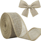 Burlap Ribbon 1-1/2 inch X 10 Yard Natural Linen Wired Ribbon | Linen Woven by JaoZuyard