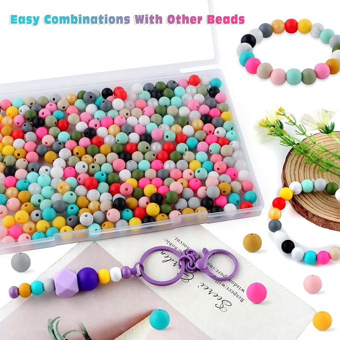 300Pcs Silicone Beads 9mm Mix Color, Bulk Silicone Beads 9mm - Image 5