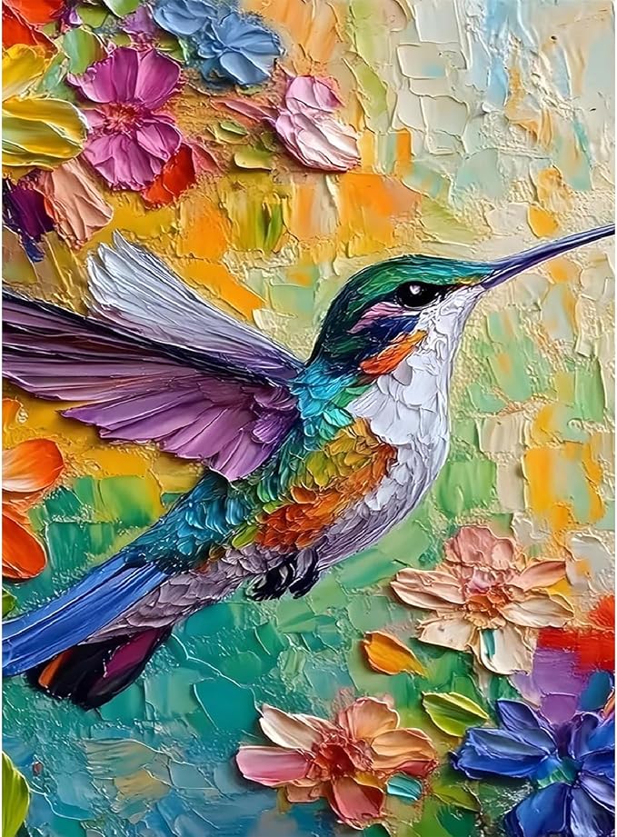 Diamond Art Kits for Adults, Animal Hummingbird 5D DIY Diamond Painting Kits by WUDWL