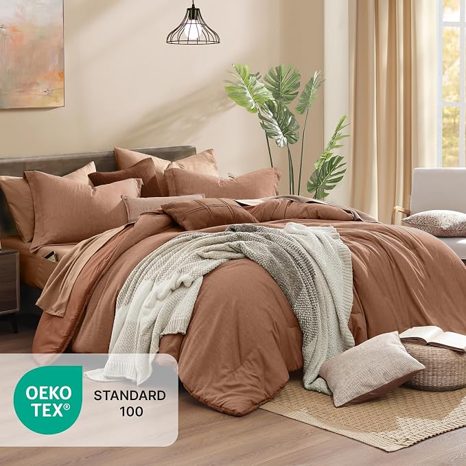 Monbix Super King Plus Comforter Set, Autumn Leaf Cationic Dyeing Bedding Set - Image 5
