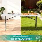 FDW 6FT Folding Table, Portable Fold-in-Half Plastic Picnic Party Table - Image 7
