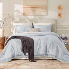 Andency Light Grey Comforter Set California King, 3 Pieces Boho Tassel - Image 2