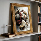 Vintage Gold Framed Jesus and Lamb Wall Art Jesus Saves the Lost Sheep Wall - Image 7