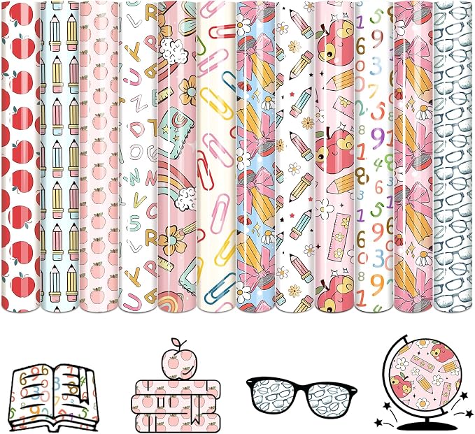 Tintnut Teacher Heat Transfer Vinyl, 12 Sheets 12"x10" Iron on Vinyl | School by Tintnut