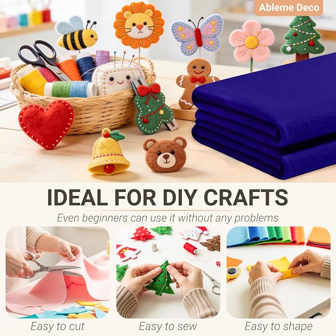 Felt Fabric Sheets 18" x 18" 1.6mm Soft Craft Felt, Royal Blue | Soft Precut - Image 4