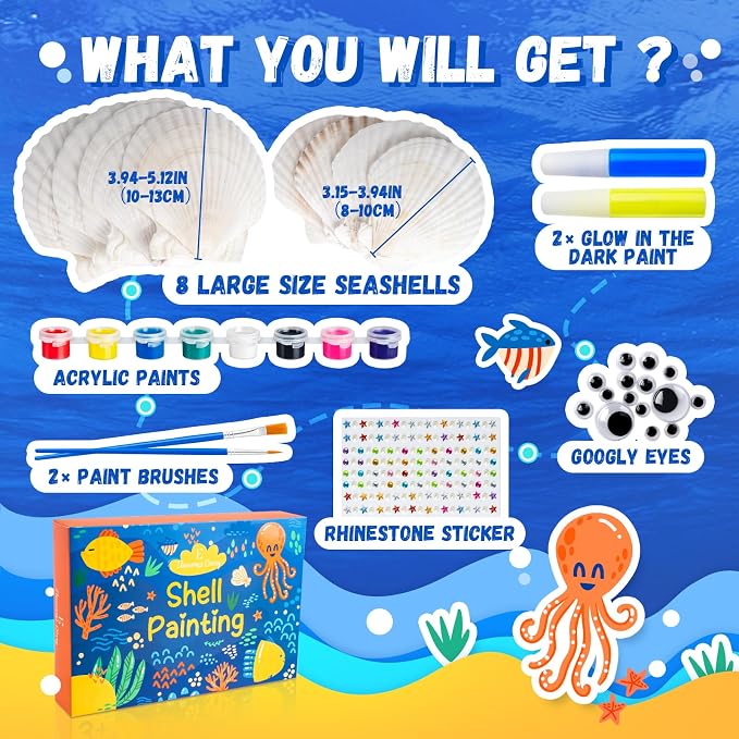 Eleanore's Diary Kids Sea Shell Painting Kit, Glow in The Darkness Painting - Image 5