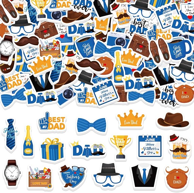 300Pcs Father's Day Foam Stickers, Cute Beard Tie Dad Foam Sticker Self by Bonieset